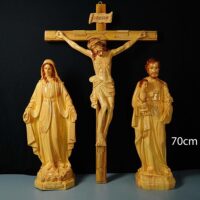 Bàn thờ Công giáo kệ lệch dời tượng giả gỗ 10 3 tuong 3D 70cm 1