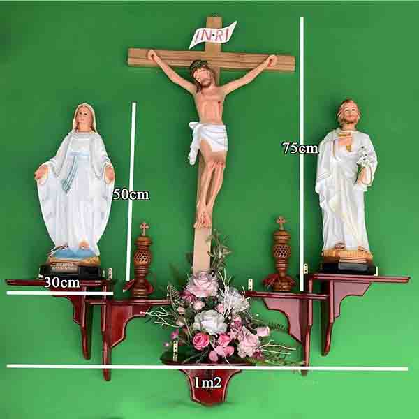 Kích Thước Bàn Thờ Công Giáo Phổ Biến Nhất Hiện Nay 2 ke lech doi mau toi tuong mau trang