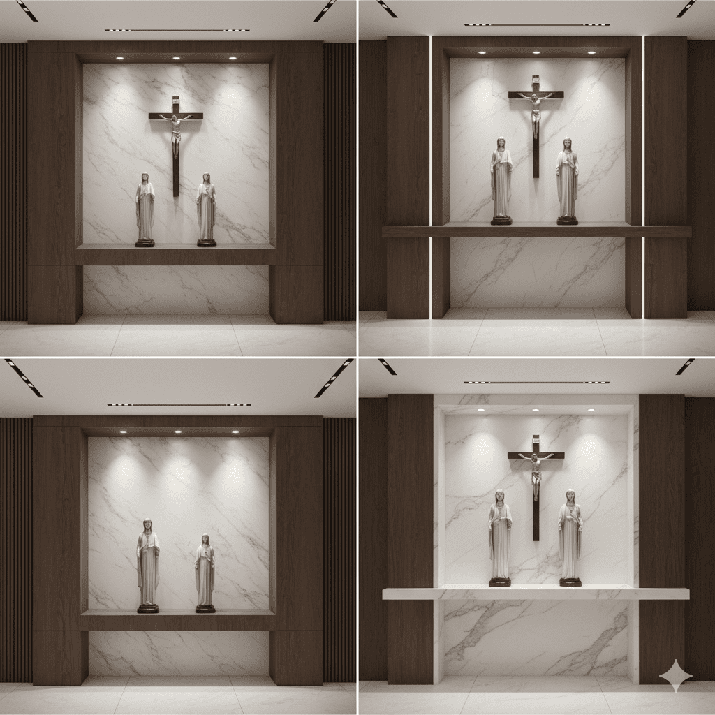 Bàn Thờ Chúa Mẫu Đương Đại Hướng Dẫn Thiết Kế Toàn Diện (A-Z) Cho Không Gian Sống Hiện Đại 2 Nguyên Tắc Thiết Kế Vàng Cho Bàn Thờ Đương Đại